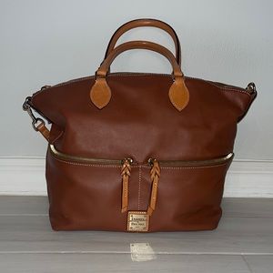 Dooney & Bourke Large Pocket Brown/Tan/Natural leather satchel bag